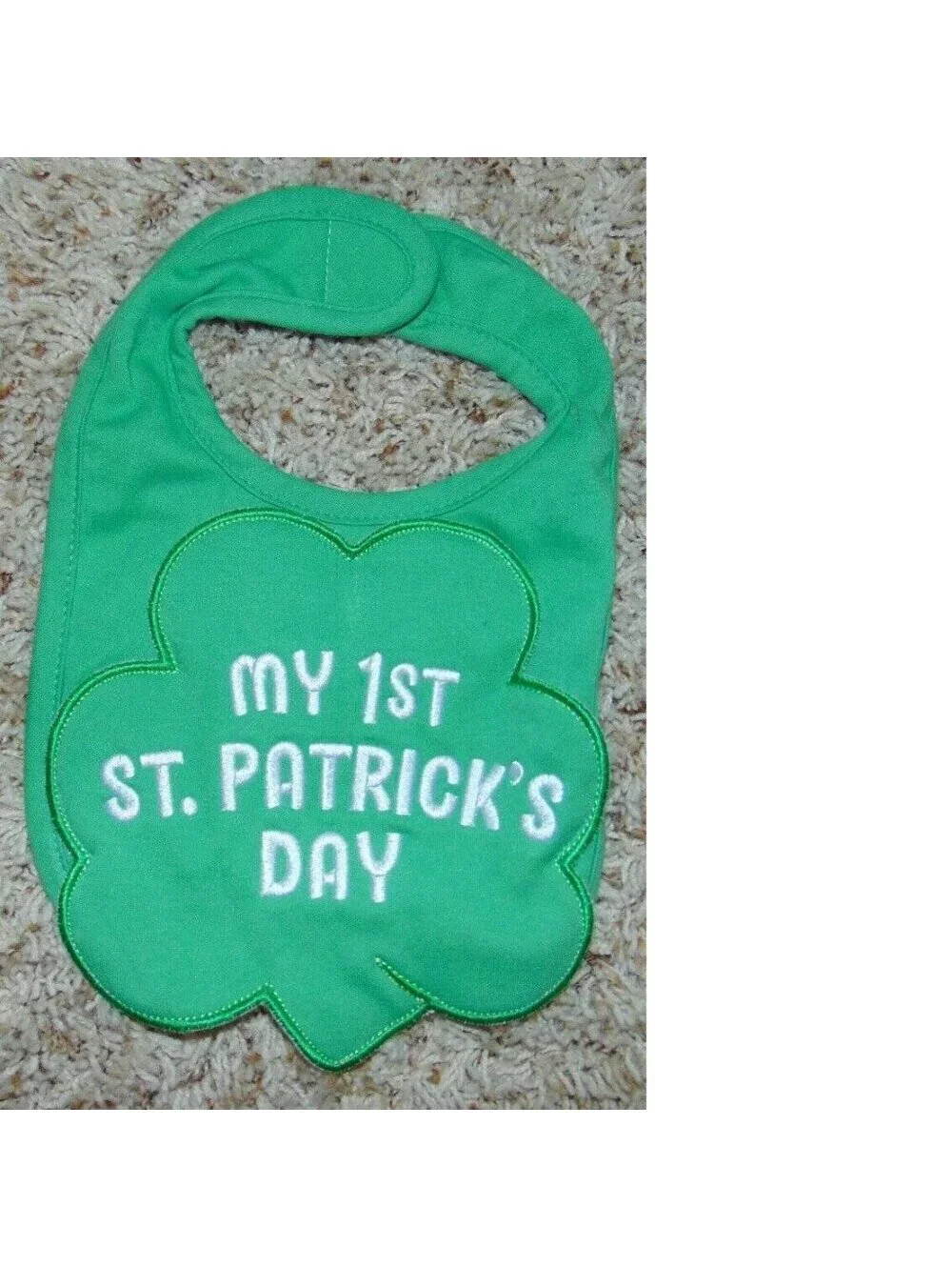 Neat My First St. Patricks Day Baby Bib & Hat Green & White 2 Piece Set